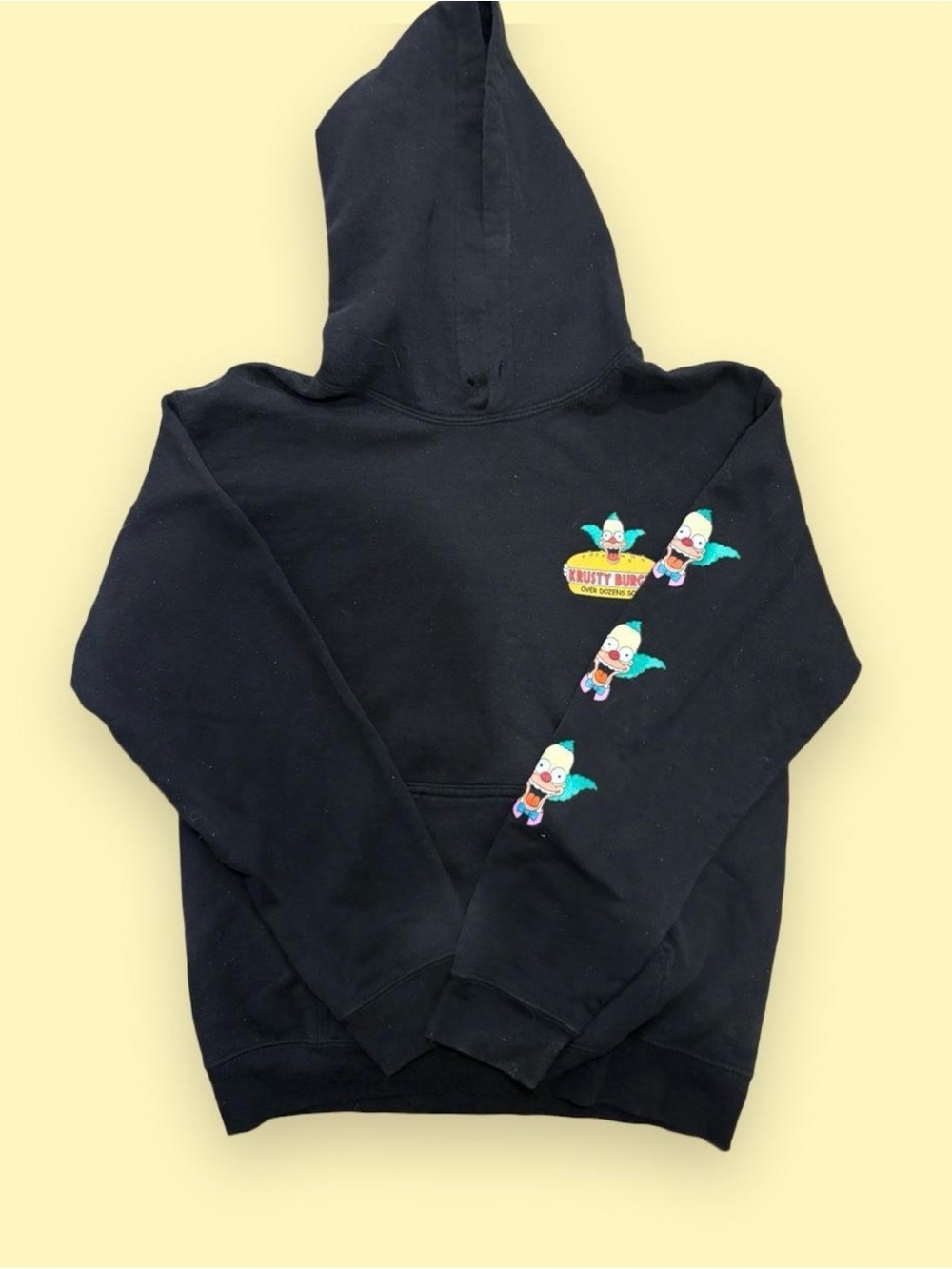 The Simpsons mens Black Krusty Burger Hooded Sweatshirt